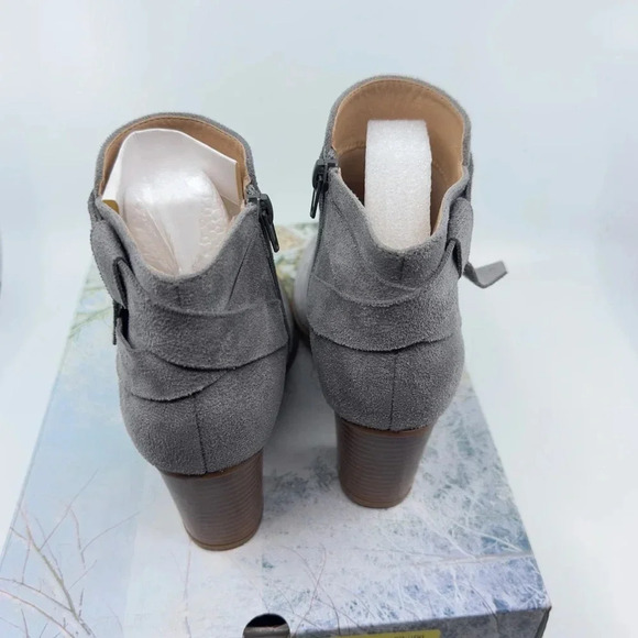 PiePieBuy Tie Knot Chelsea Pump Ankle Boots Closed Toe Faux Suede Gray Size 5.5 - Picture 5 of 8